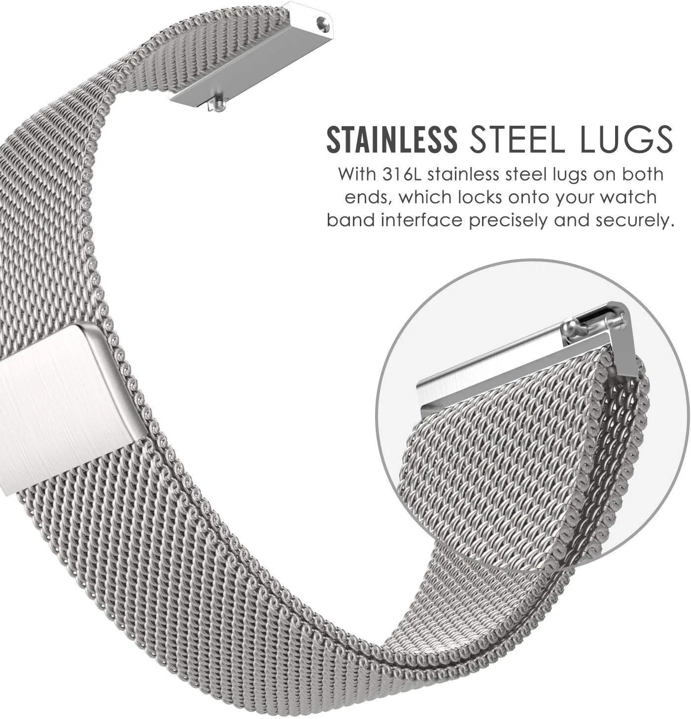 forelimb section Universal Loop Strap watchbands Metal Stainless Steel Band Men amp Bracelet Watch Strap, 18mm 20mm 22mm 