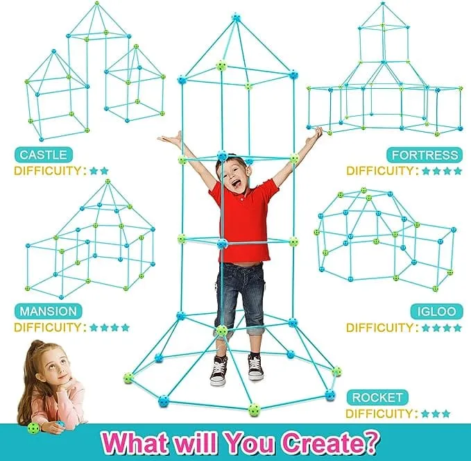 Fort Building Kit 95 Pieces for Indoor and Outdoor Playing