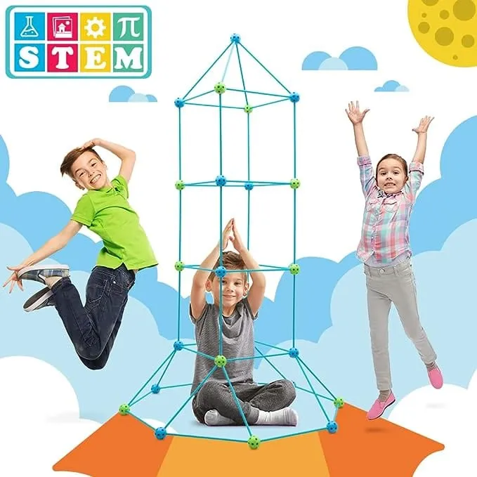 Fort Building Kit 95 Pieces for Indoor and Outdoor Playing