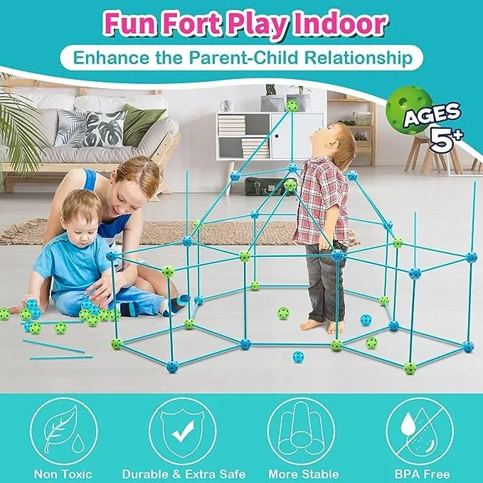 Fort Building Kit 95 Pieces for Indoor and Outdoor Playing