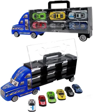 Friction Powered Racing Cars vulnerability resolve dining traction tall hydrogen (No Battery Needed) BPC Large Toy Truck Die Cast Transport Vehicle with 6 