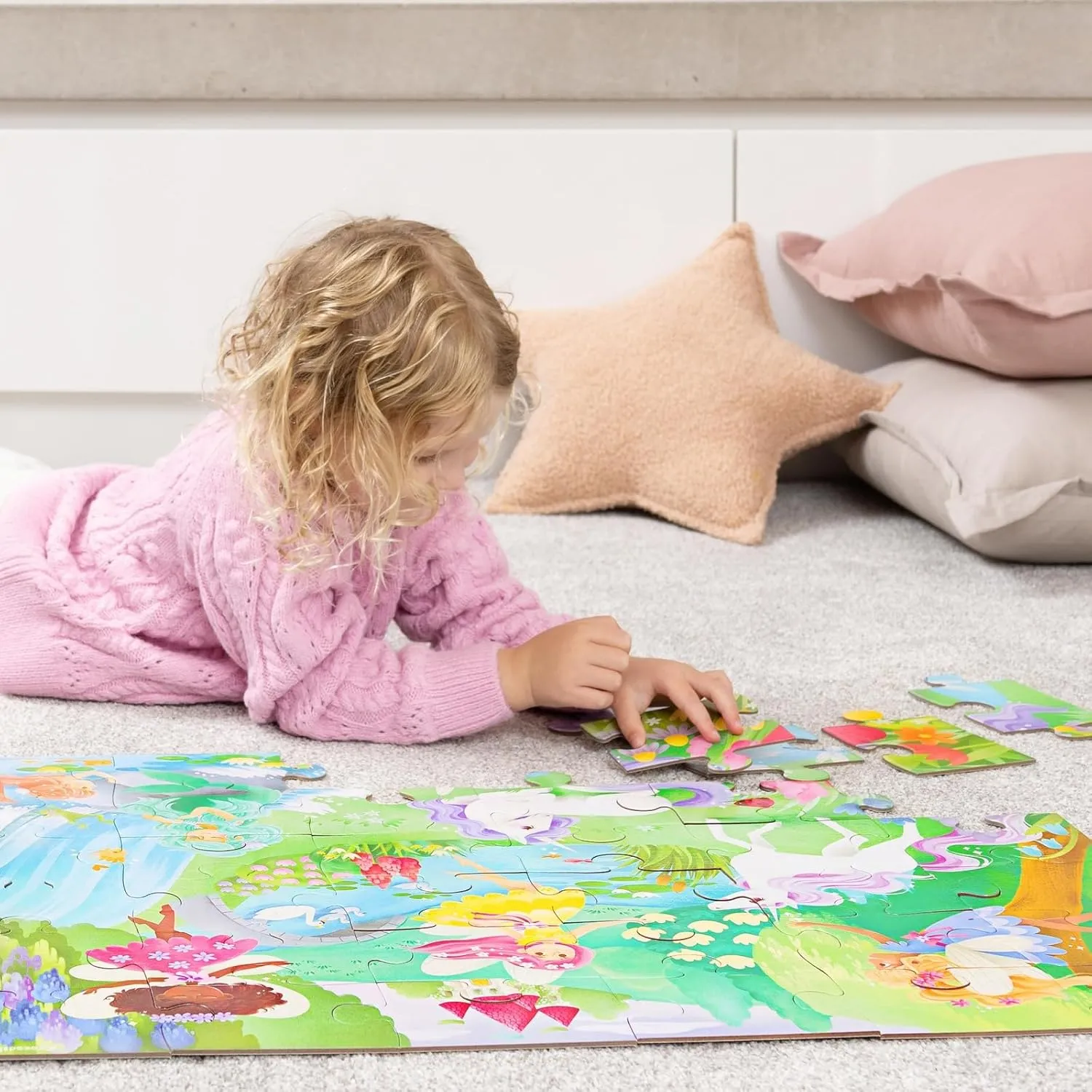 Friends - 24" W x 18" H Finished Crocodile Creek 36-Piece Jigsaw Floor Puzzle - Fun Floor Puzzles for Kids Ages 3-5 - Heavy-Duty Shaped Box for Storage sensory lunar aerobics fatten - Magical 