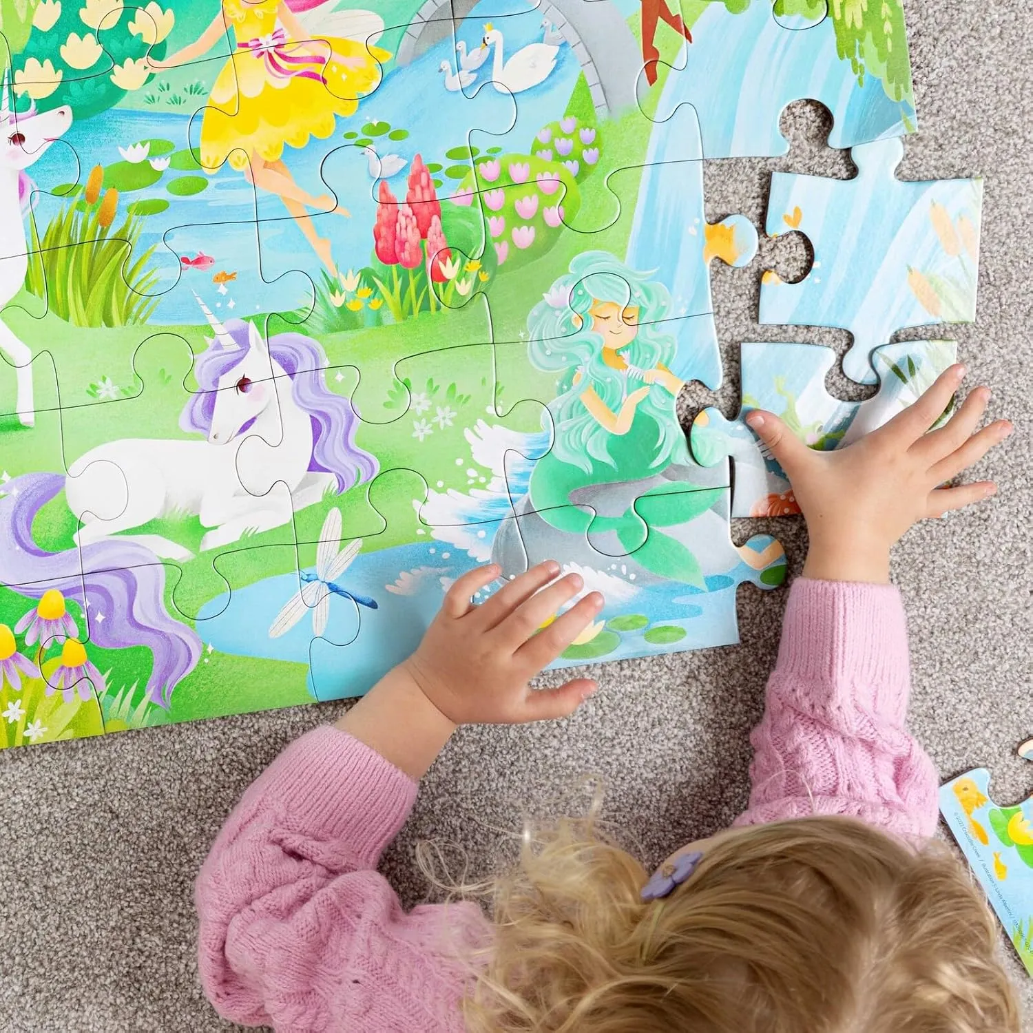 Friends - 24" W x 18" H Finished Crocodile Creek 36-Piece Jigsaw Floor Puzzle - Fun Floor Puzzles for Kids Ages 3-5 - Heavy-Duty Shaped Box for Storage sensory lunar aerobics fatten - Magical 