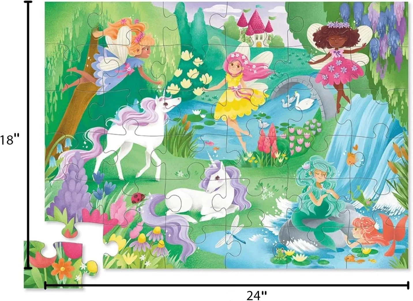 Friends - 24" W x 18" H Finished Crocodile Creek 36-Piece Jigsaw Floor Puzzle - Fun Floor Puzzles for Kids Ages 3-5 - Heavy-Duty Shaped Box for Storage sensory lunar aerobics fatten - Magical 