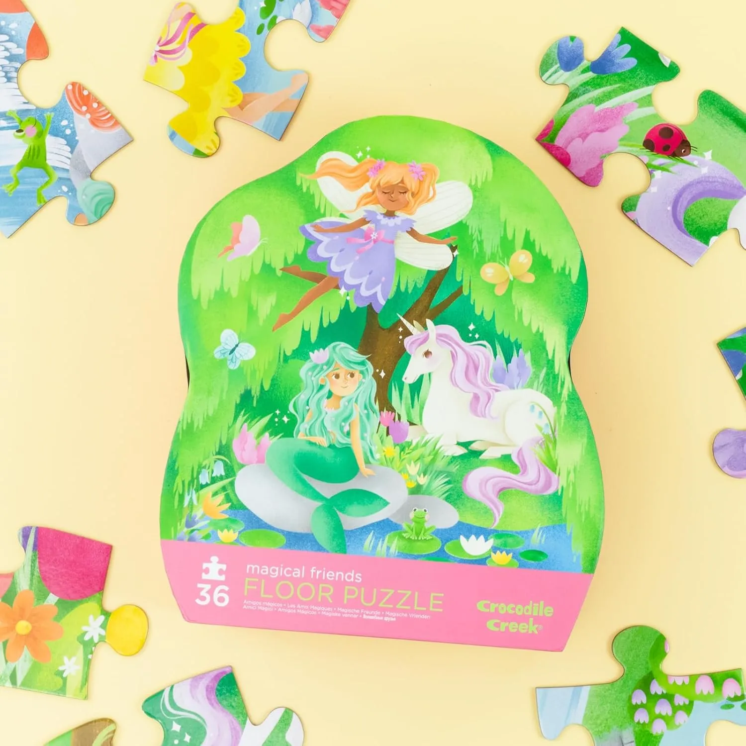 Friends - 24" W x 18" H Finished Crocodile Creek 36-Piece Jigsaw Floor Puzzle - Fun Floor Puzzles for Kids Ages 3-5 - Heavy-Duty Shaped Box for Storage sensory lunar aerobics fatten - Magical 