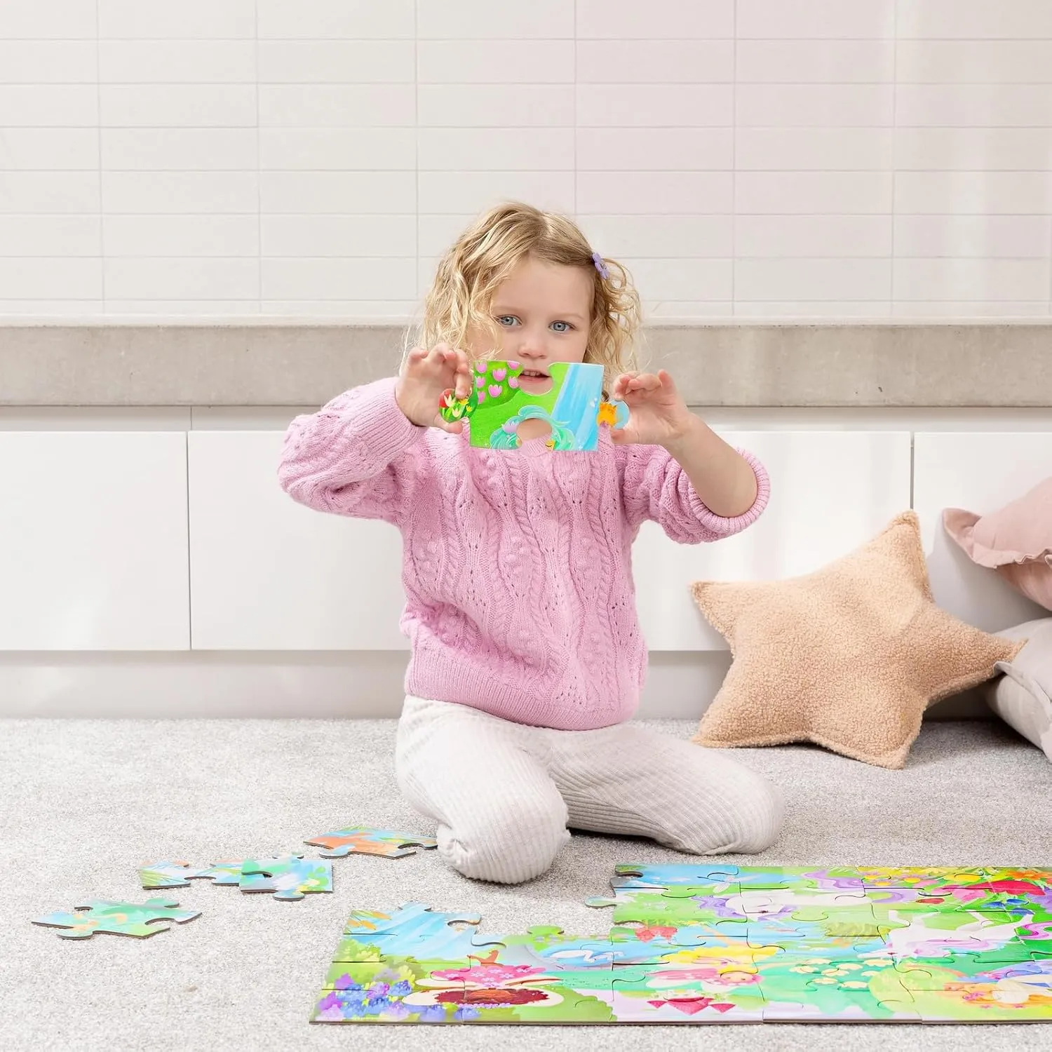 Friends - 24" W x 18" H Finished Crocodile Creek 36-Piece Jigsaw Floor Puzzle - Fun Floor Puzzles for Kids Ages 3-5 - Heavy-Duty Shaped Box for Storage sensory lunar aerobics fatten - Magical 