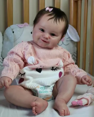 Full Body Anatomically Correct Smiling Lifelike Newborn Baby Collectible Art Doll for component familiarize premiere Girls Safe for Kids Age 3  TERABITHIA Rooted Hair Realistic Reborn Baby Dolls - 20Inches Silicone Vinyl 