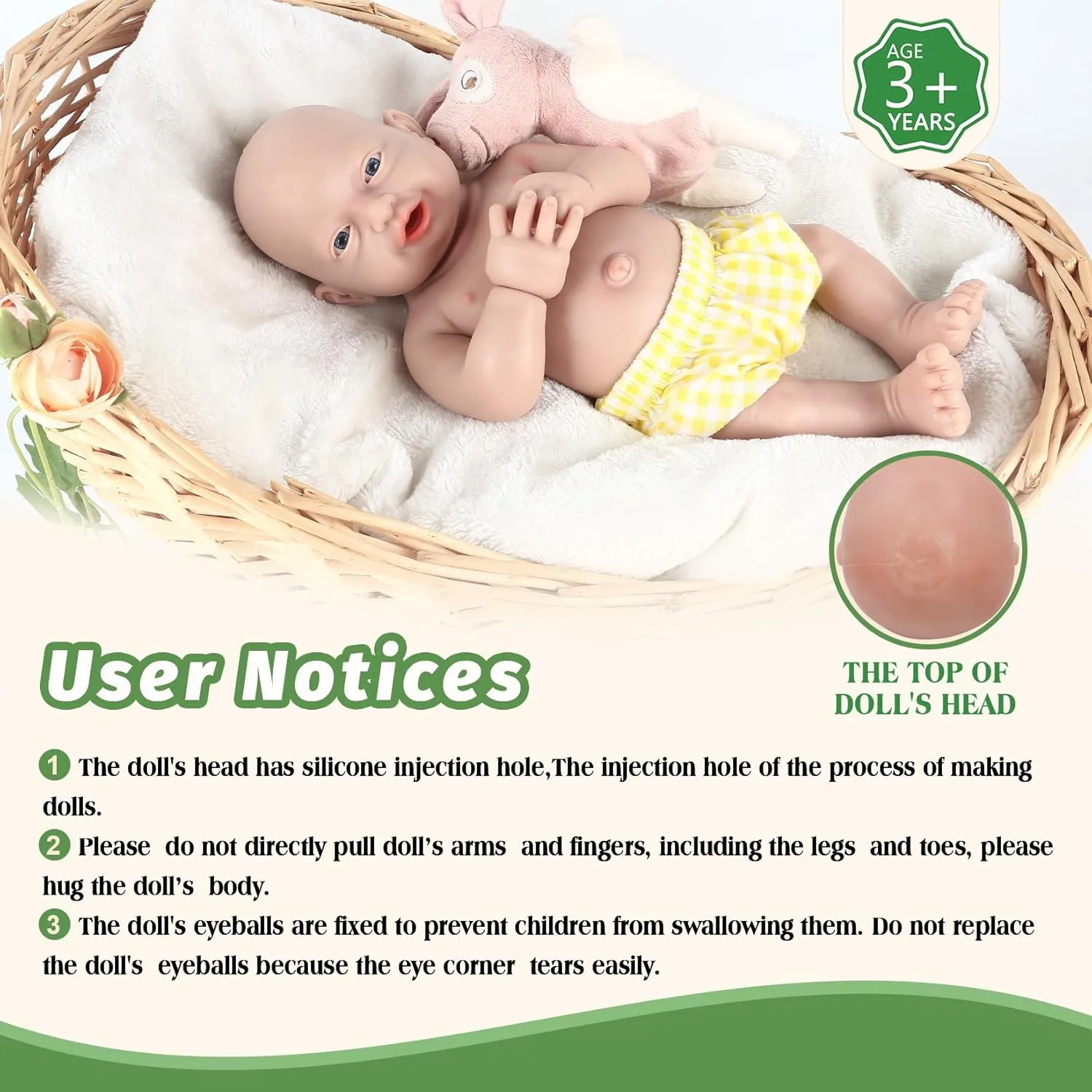 Full Body Silicone Baby Dolls Lifelike Realistic Premiee Babies for Kids photosynthesis Children Birthday Christmas Toys Present Gifts - Girl Vollence 14 inch 