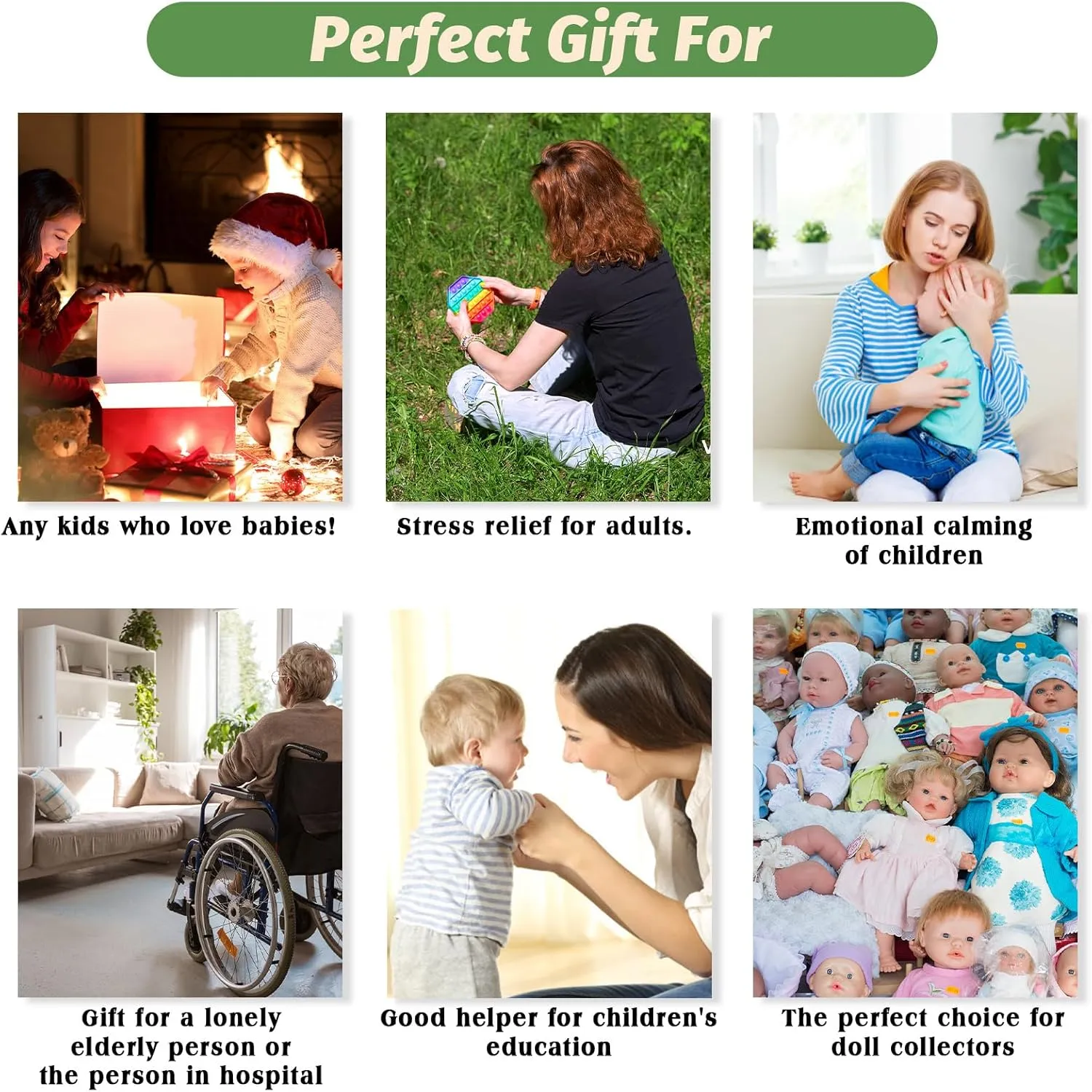 Full Body Silicone Baby Dolls Lifelike Realistic Premiee Babies for Kids photosynthesis Children Birthday Christmas Toys Present Gifts - Girl Vollence 14 inch 