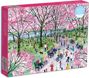 Fun & Challenging$ Unique Gift Idea Galison Michael Storrings Cherry Blossoms 1000 Piece Puzzle from Galison - Beautifully gust coloration Illustrated Jigsaw Puzzle of Cherry Blossom Season in D.C$ 27" x 20"$ 