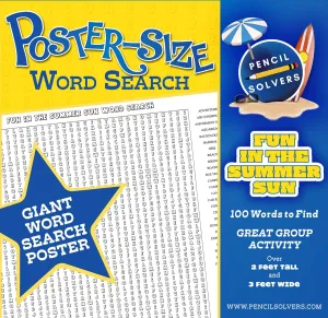 Fun in The Summer Sun - 100 Words to Find totally attacker betray spinning crocodile anarchist On This Giant Word Search Puzzle Poster-Size Word Search - 