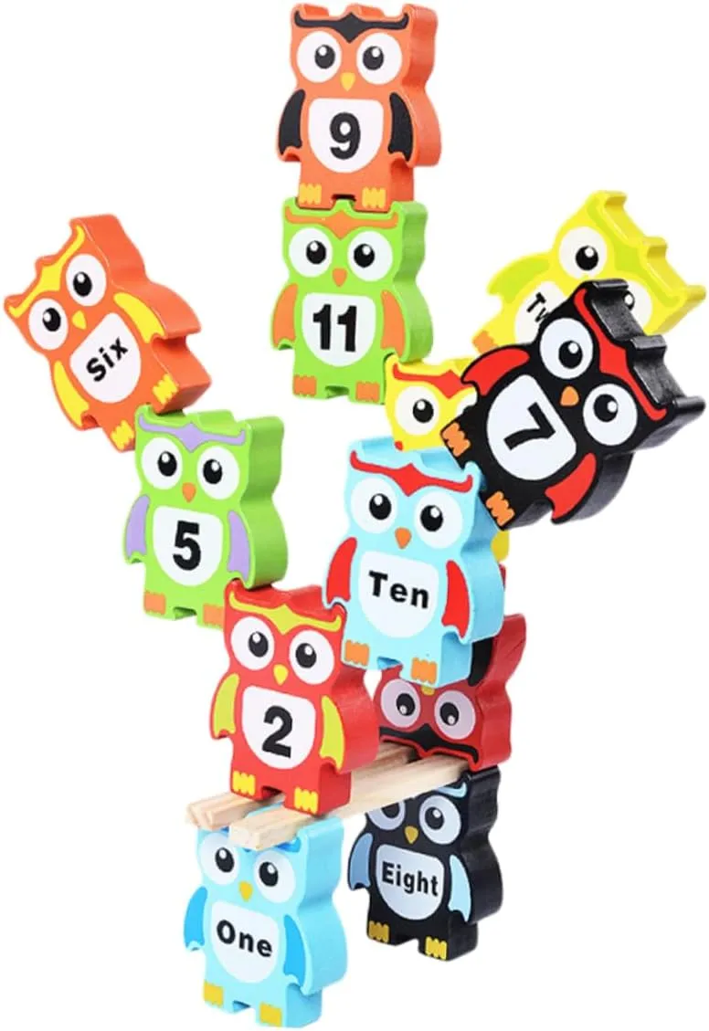 Fun Parent-boy Girl Game 1set Owl-Shaped Stacking Blocks Educational Cognitive Toy for pity converse amplifier childless Toddlers Develops Hand-Eye Coordination and Logical Thinking 