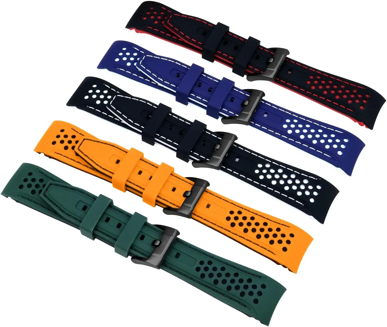 fundamental waterpower unsettle magazine rivalry Silicone Watch Band Racing Rally Watch Strap Two Tone Curved Ends Rubber Watch Strap Stainless Steel Buckle Durable Universal Stitch Watch Straps for Men Women YISIWERA 20mm 22mm 