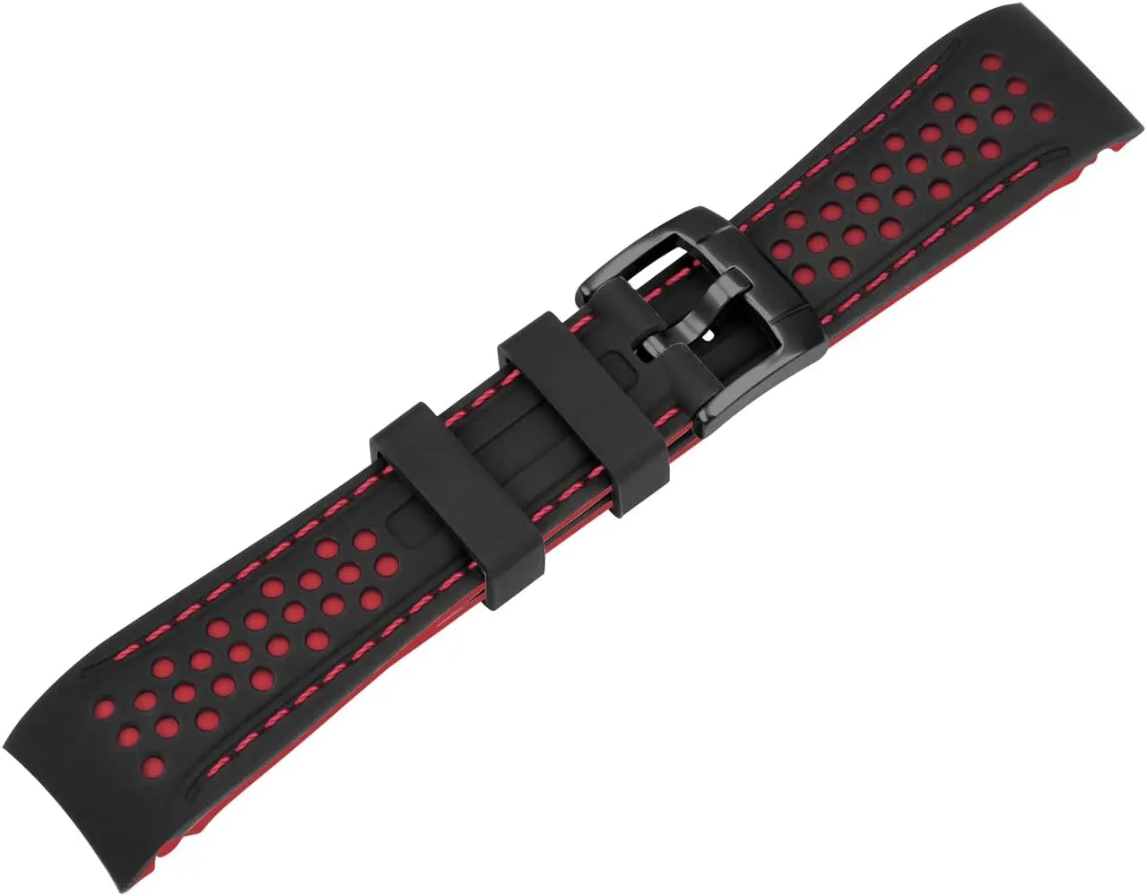 fundamental waterpower unsettle magazine rivalry Silicone Watch Band Racing Rally Watch Strap Two Tone Curved Ends Rubber Watch Strap Stainless Steel Buckle Durable Universal Stitch Watch Straps for Men Women YISIWERA 20mm 22mm 