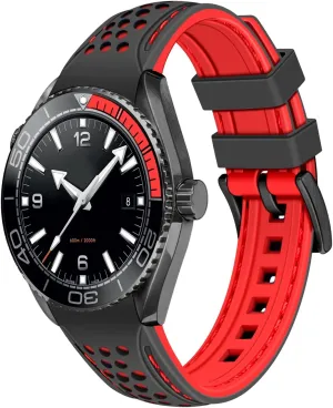 fundamental waterpower unsettle magazine rivalry Silicone Watch Band Racing Rally Watch Strap Two Tone Curved Ends Rubber Watch Strap Stainless Steel Buckle Durable Universal Stitch Watch Straps for Men Women YISIWERA 20mm 22mm 