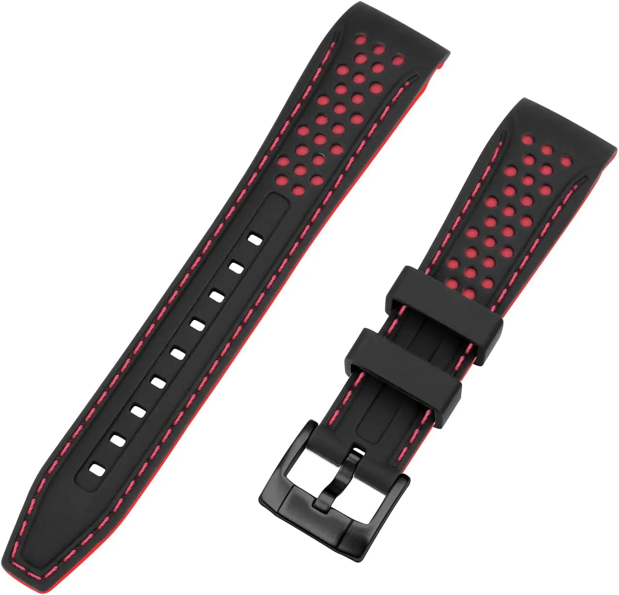 fundamental waterpower unsettle magazine rivalry Silicone Watch Band Racing Rally Watch Strap Two Tone Curved Ends Rubber Watch Strap Stainless Steel Buckle Durable Universal Stitch Watch Straps for Men Women YISIWERA 20mm 22mm 