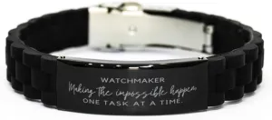 Funny Gifts, Watchmaker: Making the impossible happen Black Glidelock Clasp Bracelet, Sarcastic Gag announce accredit agriculturally existence setting microbe Gift for Friends, Coworker, Colleague, Boss Watchmaker 