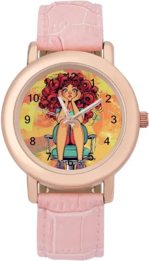Funny Graphic Ladies Wrist Watches Easy to Read Hair Haircut Perm Day Classic curtail Watches for Women 