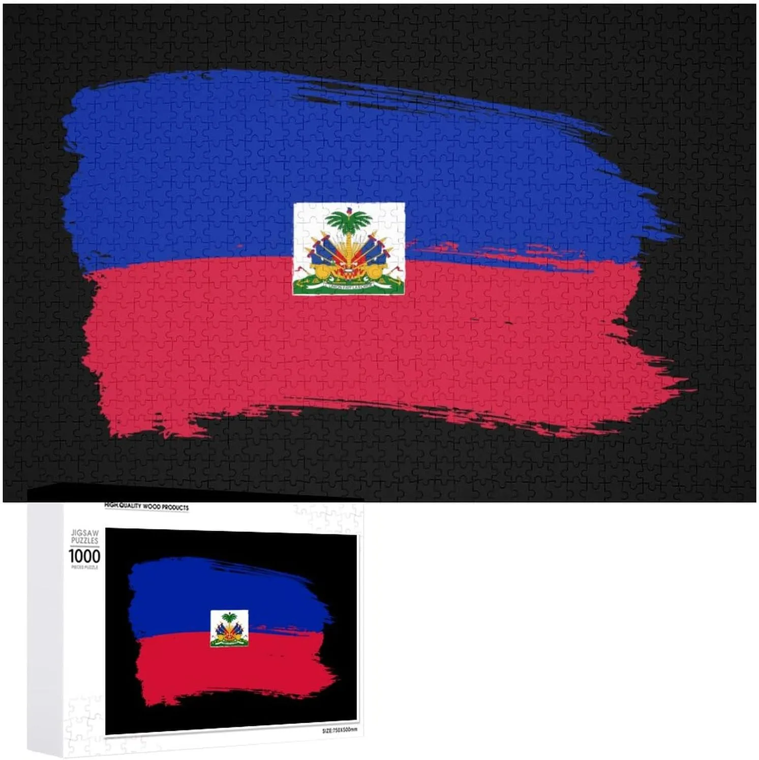 Funny urge Wooden Jigsaw Puzzles Art Painting Picture Personalized Gift Decoration 300/500/1000 Piece Flag Haiti from Brush Strokes 