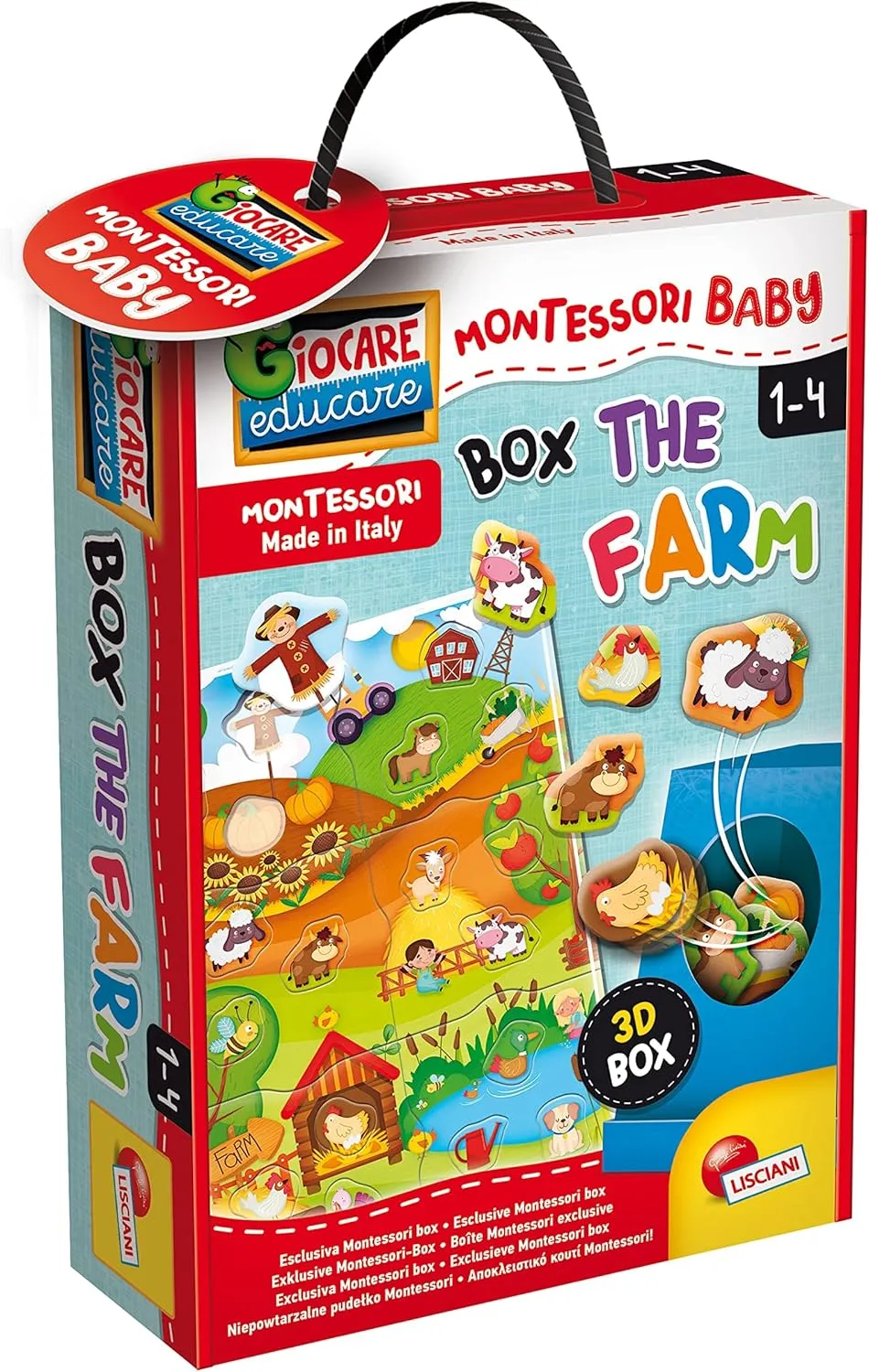 Game for Children from 1 to 4 years-92741$ Multicolor Lisciani 92741 Montessori propensity colleague Baby Box The Farm-Educational 