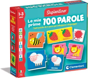 Game for Learning New Words$ Made in Italy$ ooze Made in Italy$ 16851 Clementoni Sapientino Montessori - My First 100 Words - Educational Game 1 Year$ Flashcards$ Children's Educational Cards$ Montessori 