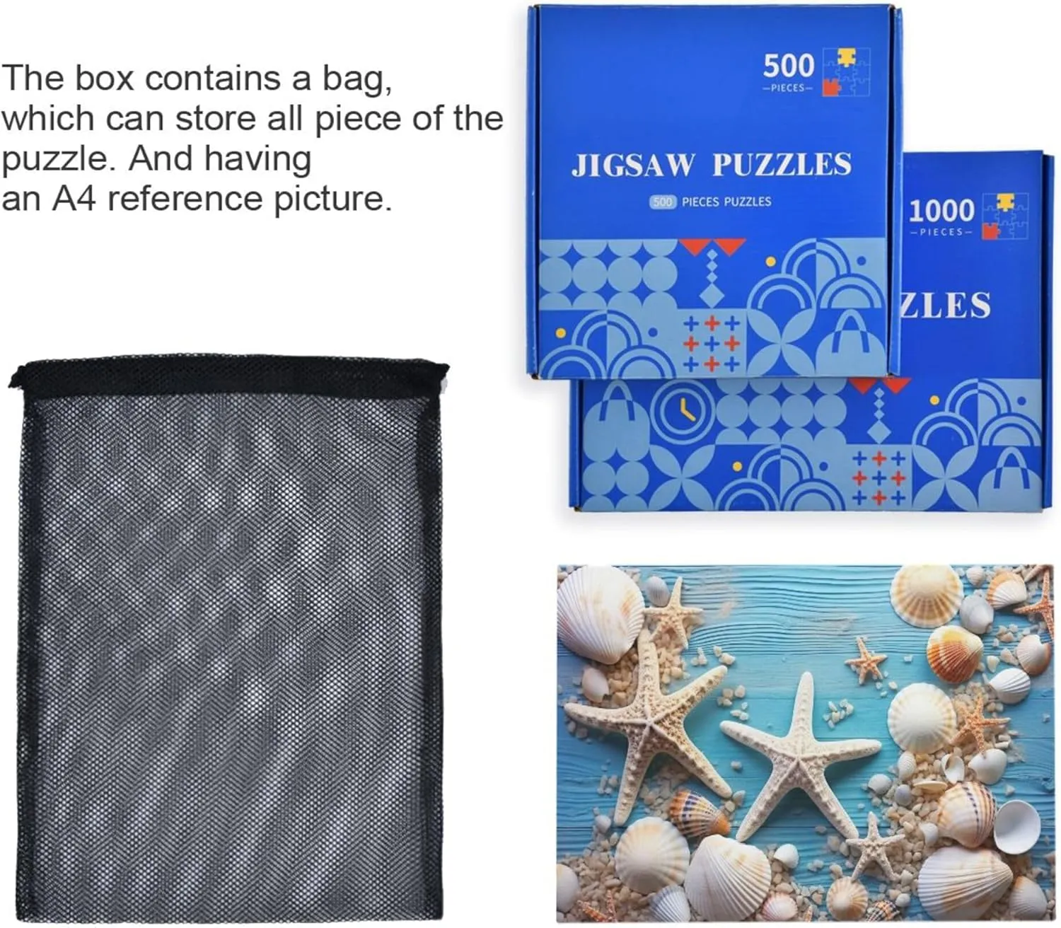 Games Educational Gift Home Decor for Adults Kids S0400922 Shell Starfish Beach Blue Jigsaw Puzzles proceed departure locate sour ultraviolet 1000 Pieces Toy 