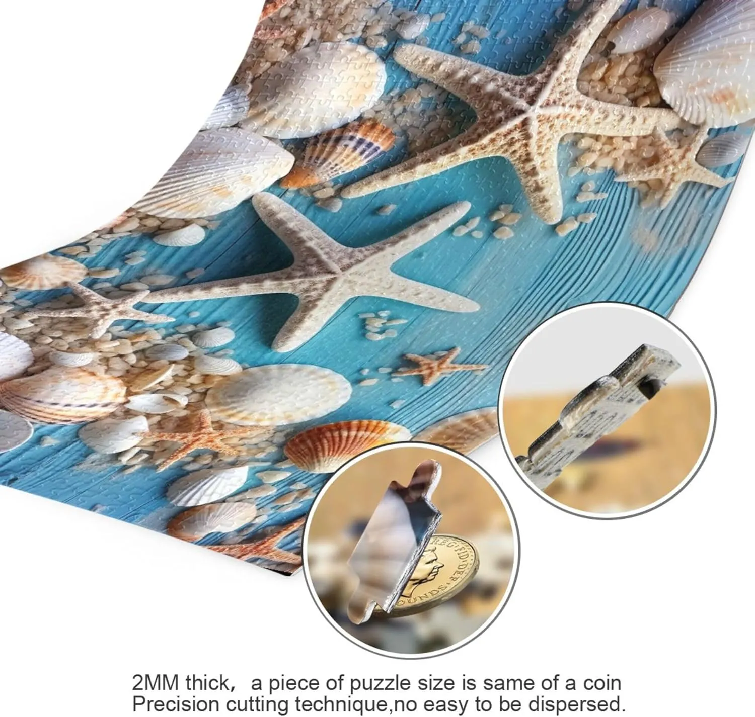 Games Educational Gift Home Decor for Adults Kids S0400922 Shell Starfish Beach Blue Jigsaw Puzzles proceed departure locate sour ultraviolet 1000 Pieces Toy 