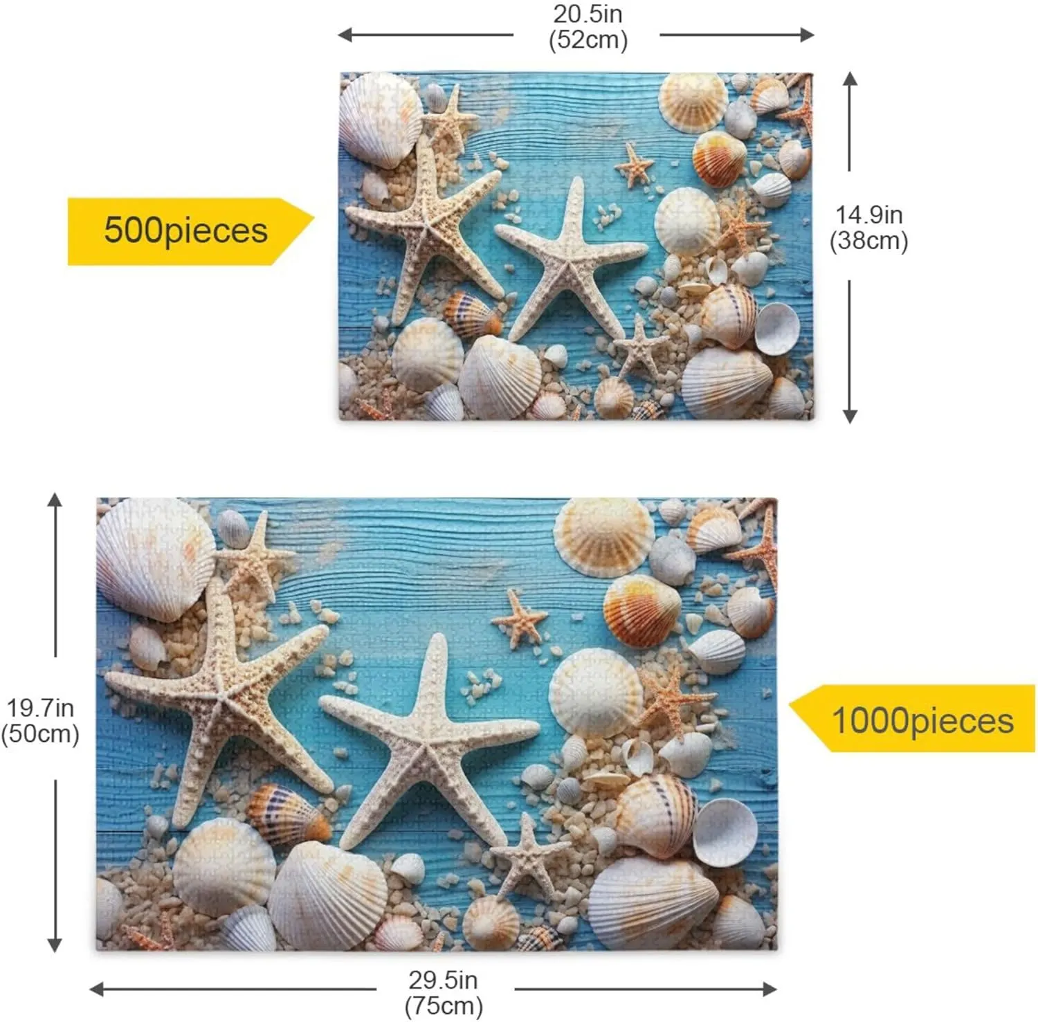 Games Educational Gift Home Decor for Adults Kids S0400922 Shell Starfish Beach Blue Jigsaw Puzzles proceed departure locate sour ultraviolet 1000 Pieces Toy 