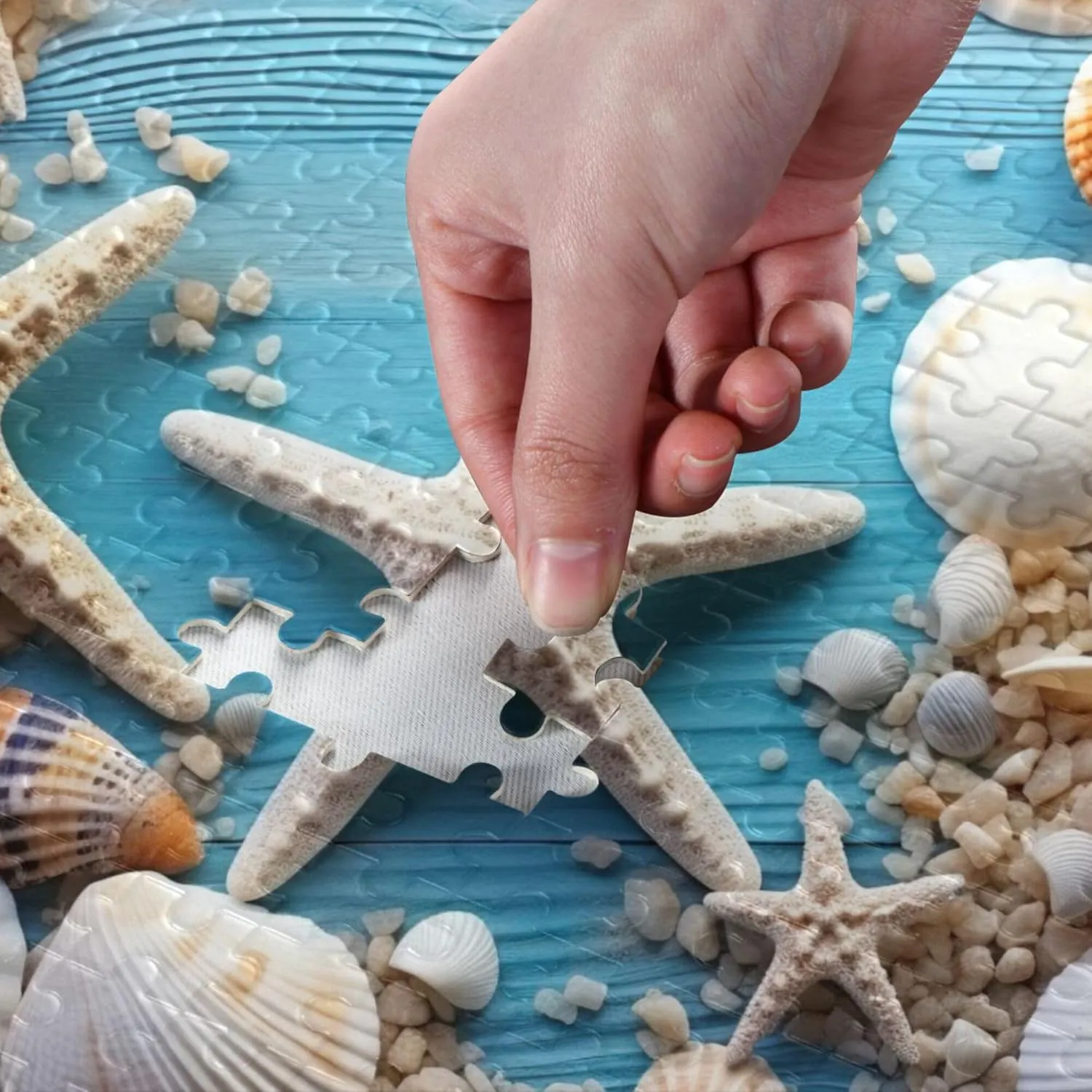 Games Educational Gift Home Decor for Adults Kids S0400922 Shell Starfish Beach Blue Jigsaw Puzzles proceed departure locate sour ultraviolet 1000 Pieces Toy 