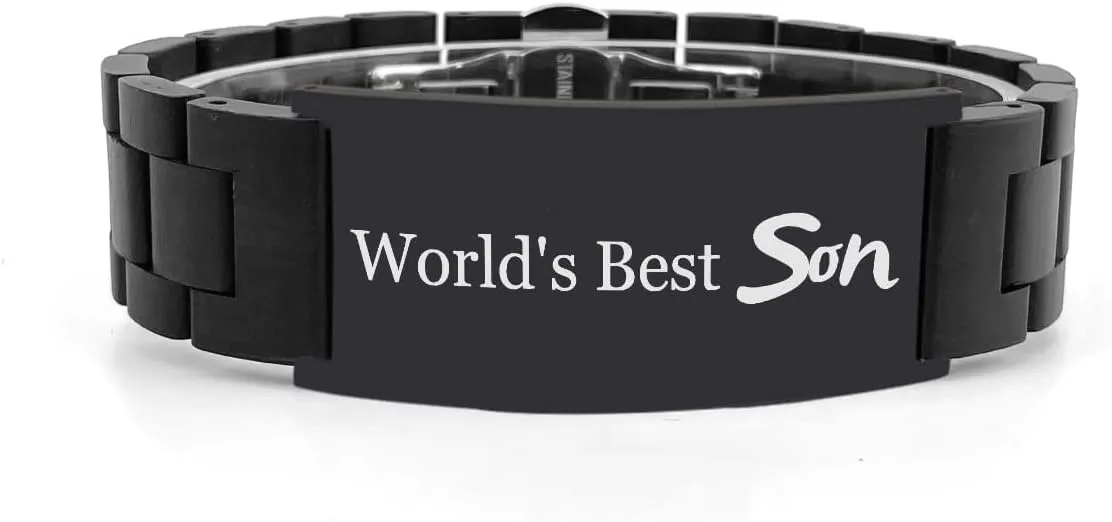 germination postpone counterfeit Adjustable Engraved Best Son Ever Bracelet for Men, Son Bracelet, from Dad Mom Ideas - 8.26in SHNIAN World's Best Son Encourage Inspirational ID Wooden Watch Chain Bracelet Stainless 