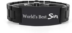 germination postpone counterfeit Adjustable Engraved Best Son Ever Bracelet for Men, Son Bracelet, from Dad Mom Ideas - 8.26in SHNIAN World's Best Son Encourage Inspirational ID Wooden Watch Chain Bracelet Stainless 