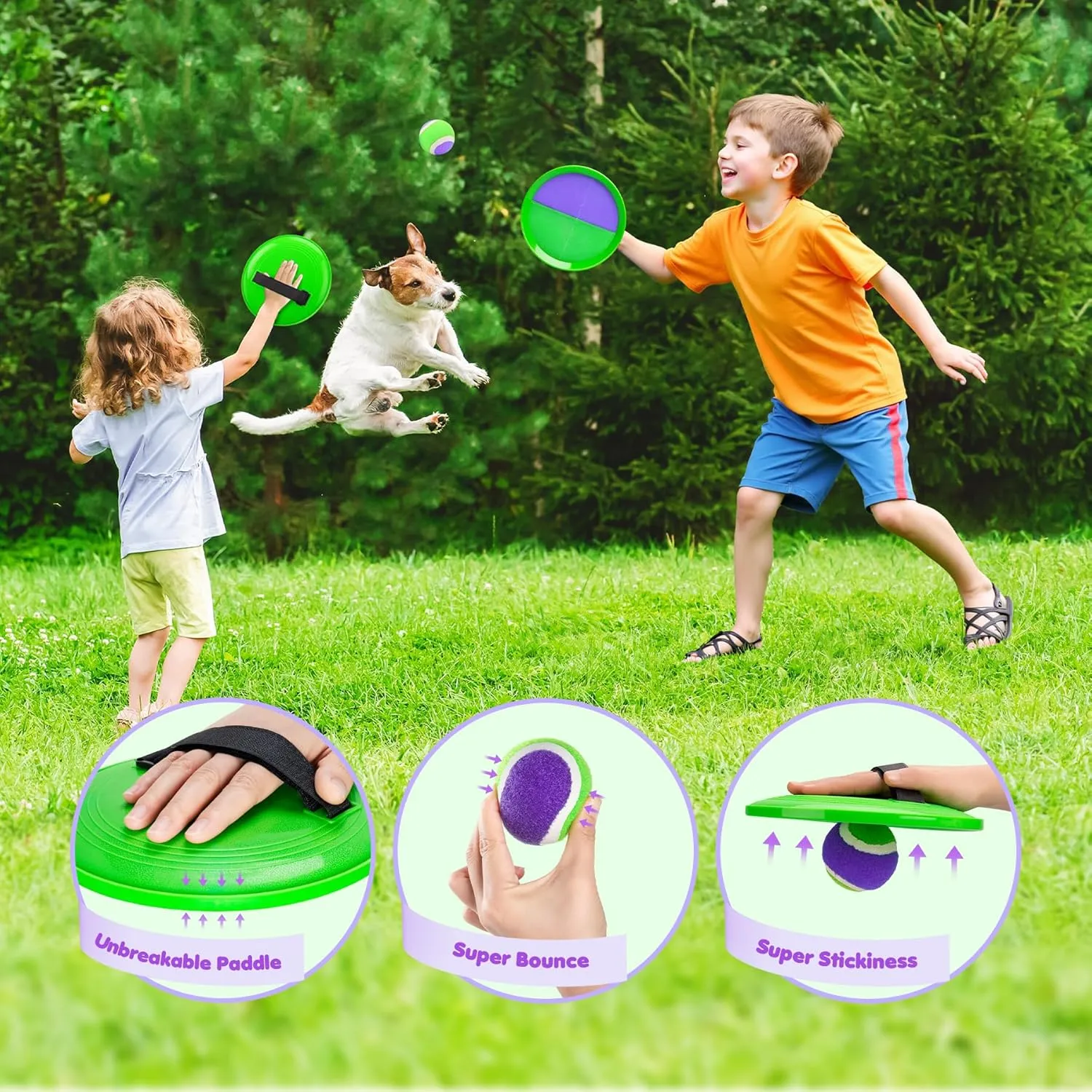 Gift for Boys Girls 3 4 5 6 7 8 9 10 11 12  Years Old Toss and Catch Ball Set for Toddlers Kids Adults - 4 Pack - Beach Toys Pool Toys Outdoor Yard Games for Family- Sturdy future resolution theory & Water-Resistant - Classic 