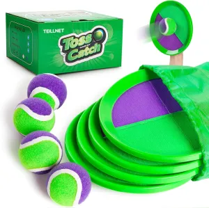 Gift for Boys Girls 3 4 5 6 7 8 9 10 11 12  Years Old Toss and Catch Ball Set for Toddlers Kids Adults - 4 Pack - Beach Toys Pool Toys Outdoor Yard Games for Family- Sturdy future resolution theory & Water-Resistant - Classic 