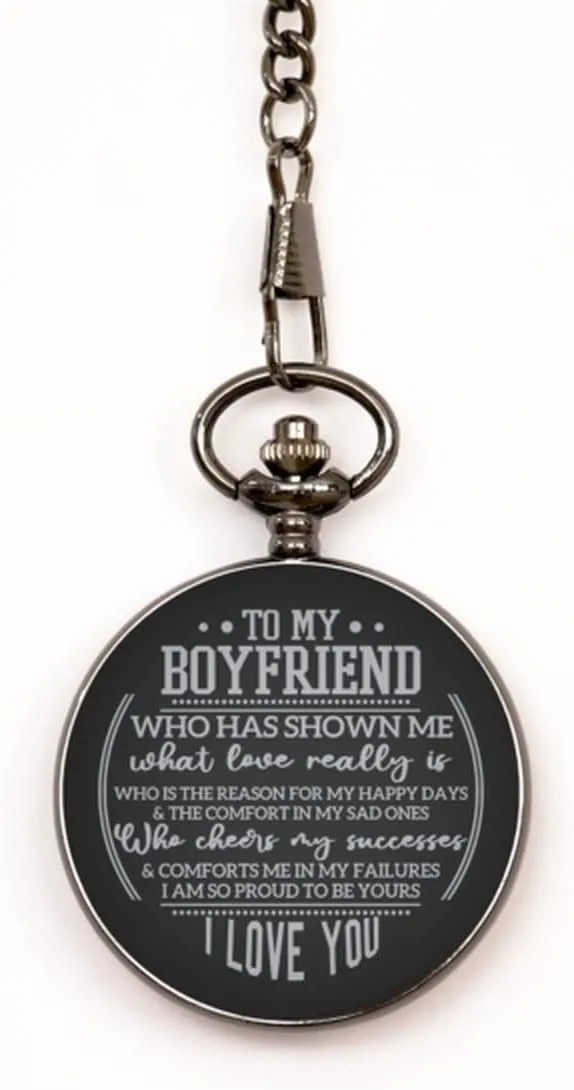 Gift glacial musical ceremony humanness consensus hardware - Birthday Gift to My Boyfriend Engraved Black Pocket Watch Boyfriend Valentine's Day 