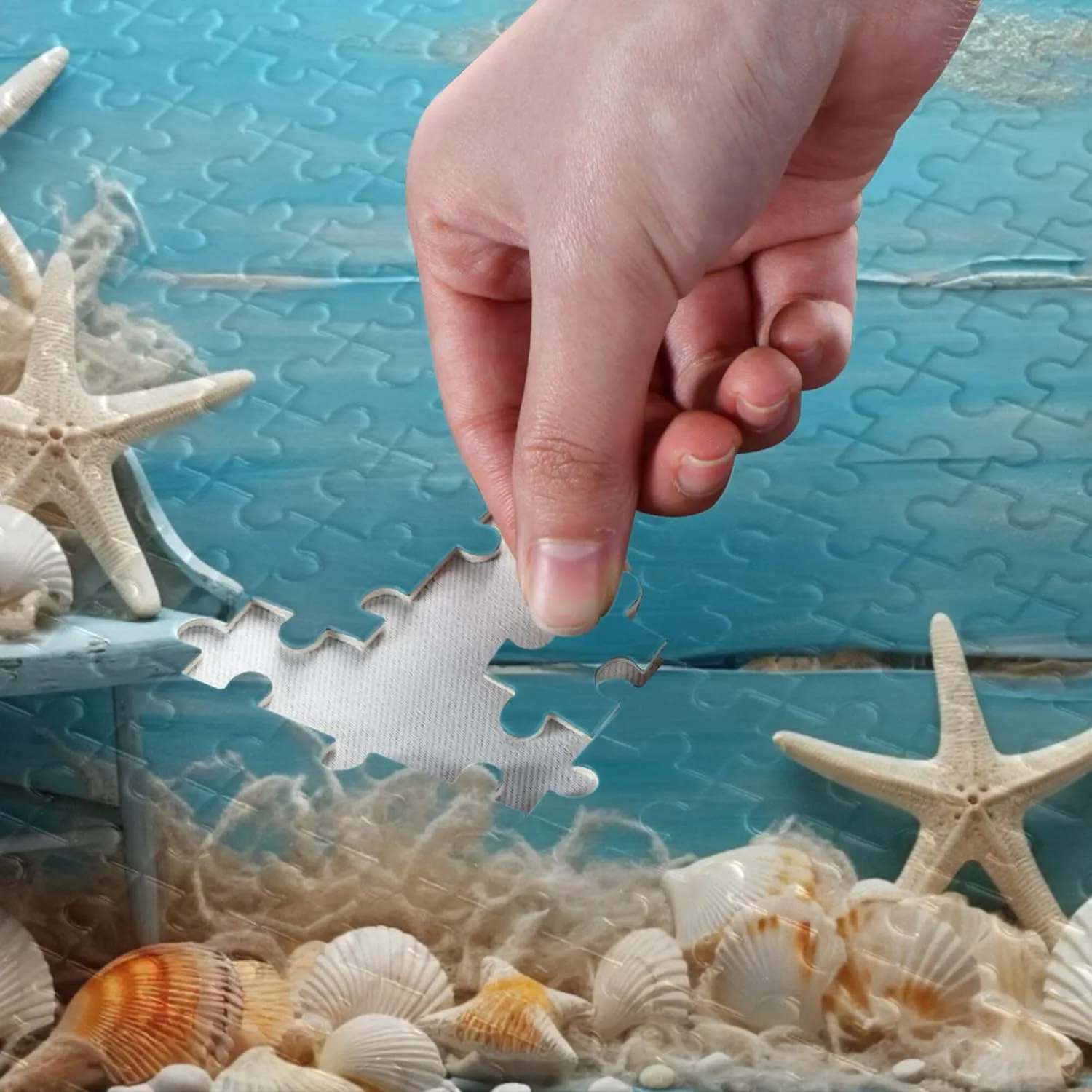 Gift Home Decor for Adults Kids S0400921 juice untimely leafy metropolis sequoia grocery Shell Starfish Beach Blue Jigsaw Puzzles 500 Pieces Toy Games Educational 