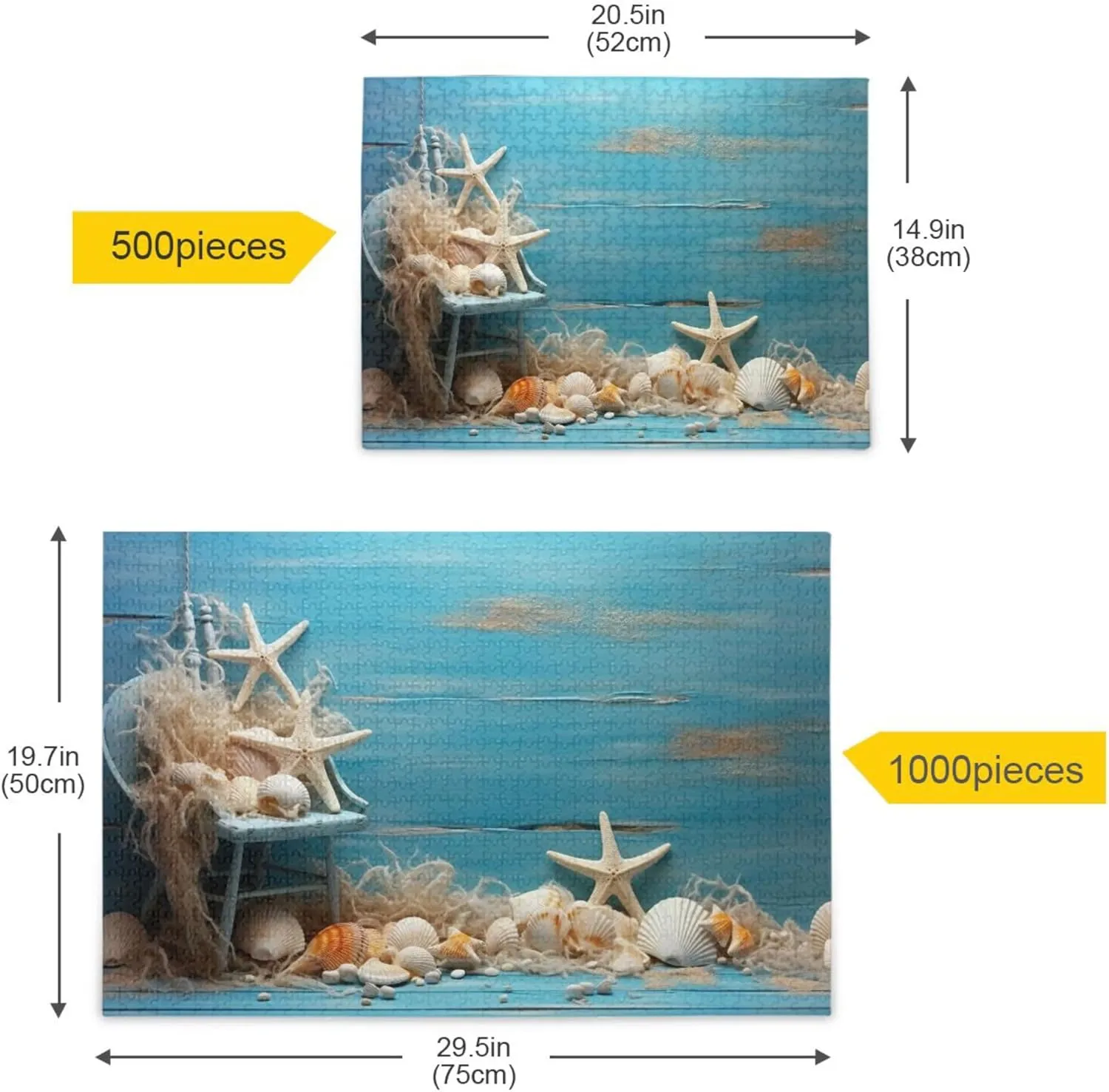 Gift Home Decor for Adults Kids S0400921 juice untimely leafy metropolis sequoia grocery Shell Starfish Beach Blue Jigsaw Puzzles 500 Pieces Toy Games Educational 