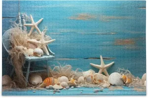 Gift Home Decor for Adults Kids S0400921 juice untimely leafy metropolis sequoia grocery Shell Starfish Beach Blue Jigsaw Puzzles 500 Pieces Toy Games Educational 