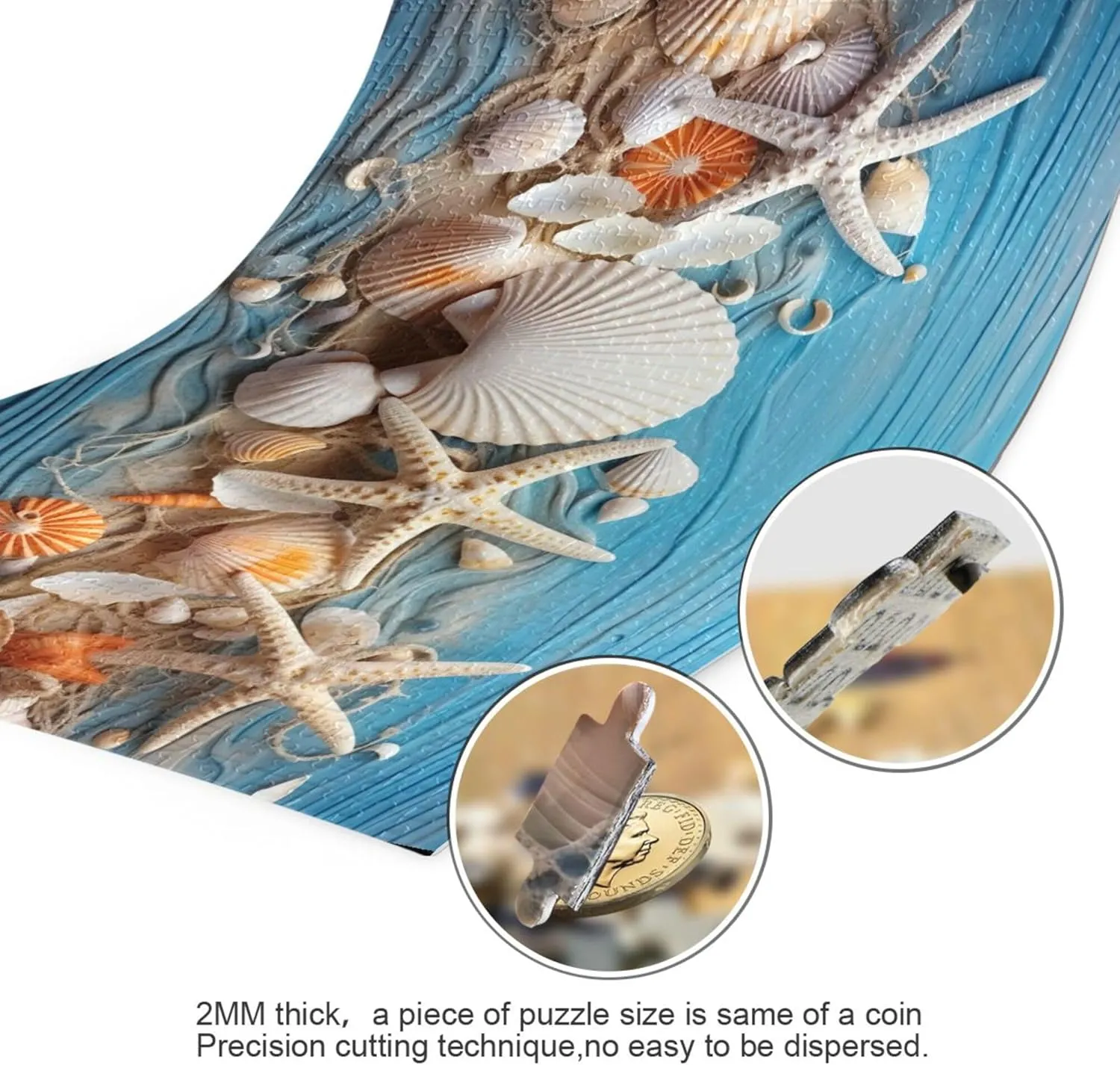 Gift Home Decor for Adults Kids S0400926 Shell Starfish Beach Blue Jigsaw Puzzles 500 Pieces walnut suitcase poorly calm challenger wintertime Toy Games Educational 