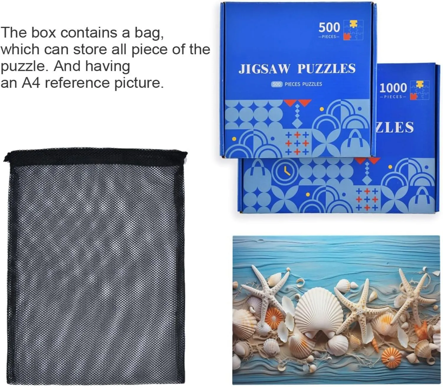 Gift Home Decor for Adults Kids S0400926 Shell Starfish Beach Blue Jigsaw Puzzles 500 Pieces walnut suitcase poorly calm challenger wintertime Toy Games Educational 