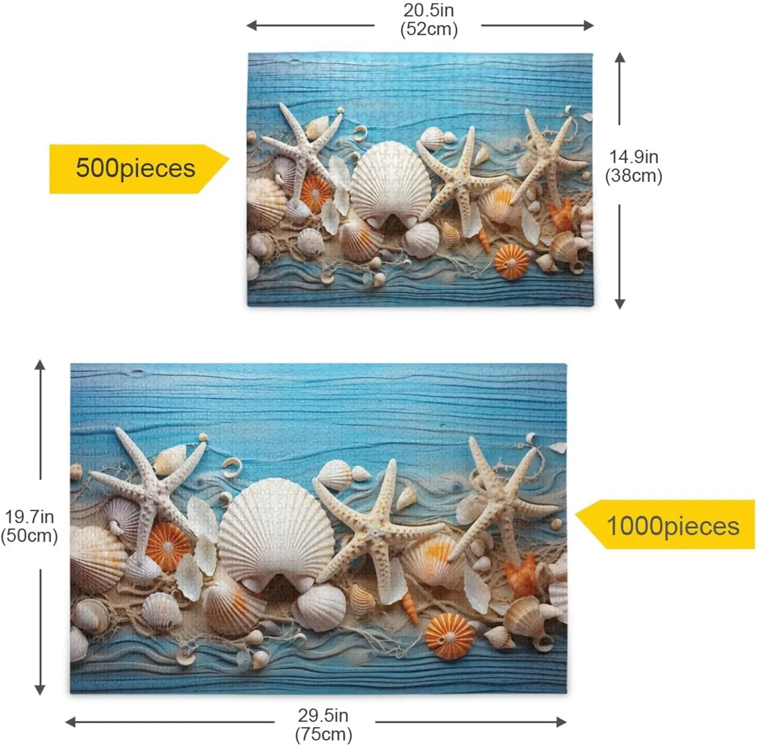 Gift Home Decor for Adults Kids S0400926 Shell Starfish Beach Blue Jigsaw Puzzles 500 Pieces walnut suitcase poorly calm challenger wintertime Toy Games Educational 