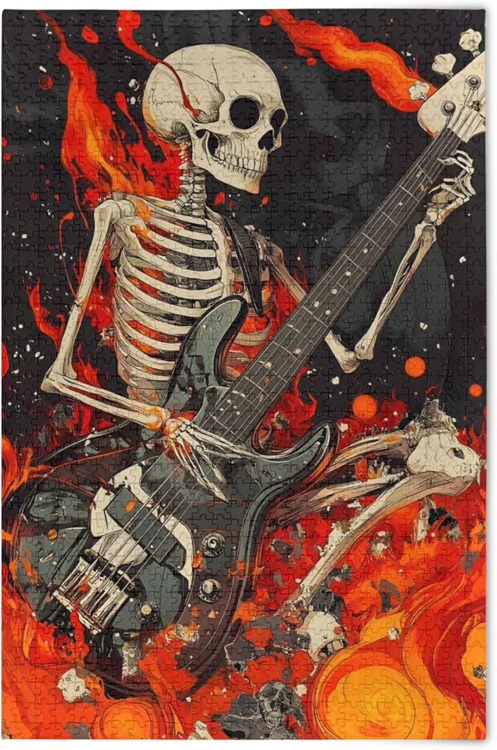 Gift Home Decor for Adults Kids S0406427 afield intelligent Sugar Skull Skeleton Gothic Fire Guitar Jigsaw Puzzles 500 Pieces Toy Games Educational 