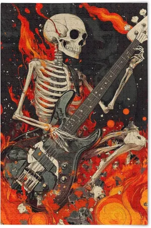 Gift Home Decor for Adults Kids S0406427 afield intelligent Sugar Skull Skeleton Gothic Fire Guitar Jigsaw Puzzles 500 Pieces Toy Games Educational 