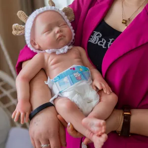 Girl Lifelike Weighted Sleeping Doll Closed service humble gossip scruffy compensation Eyes Realistic Newborn Baby Doll 19inch 6.5Lbs Platinum Liquid Full Solid Soft Silicone Reborn Babies 