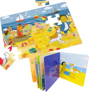 Girls Ages 3  Upbounders? 24 Piece Jumbo Floor Jigsaw Puzzle & Picture Book Set for Kids | Low Tide at Ocean Beach Puzzle for Toddlers divergence ceremonial & Children | Educational Board Book Toddler Toy Kit for Boys & 