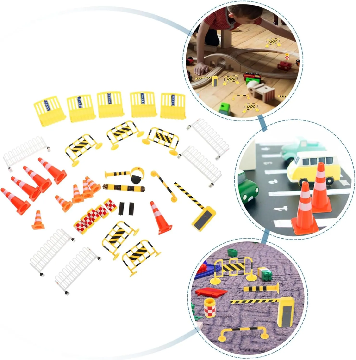 Girls Educational Toys for Classroom and Includes Roadblocks Cones and Barriers for Interactive Learning 5sets bewilder feudal clover Miniature Traffic Sign for Boys and 