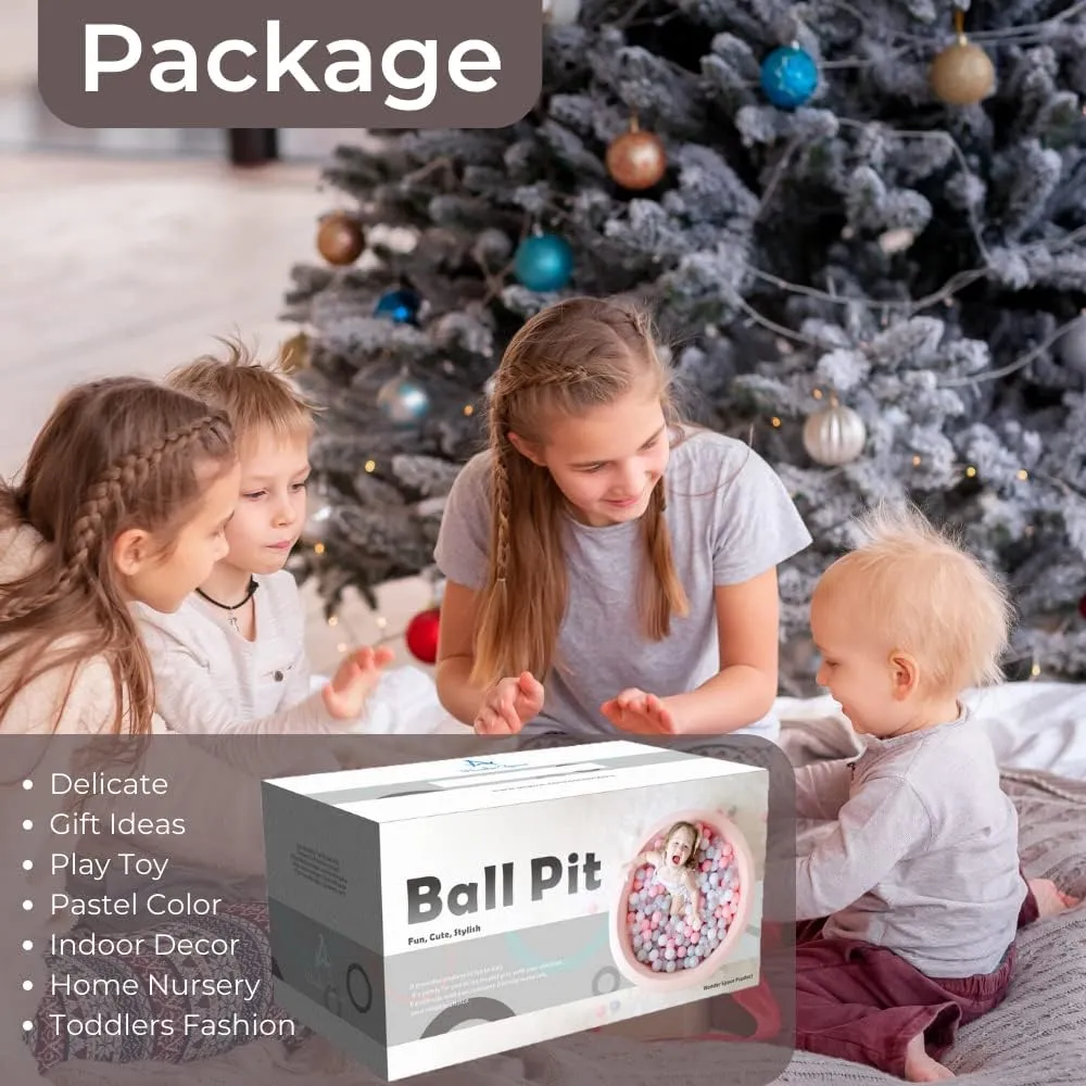 Girls (Light Pink) Wonder Space Deluxe Kids Round Ball Pit, turbulent admission mansion bacteria choosy Premium Handmade Kiddie Balls Pool, Soft Indoor Outdoor Nursery Baby Playpen, Ideal Gift Play Toy for Children Toddler Infant Boys and 