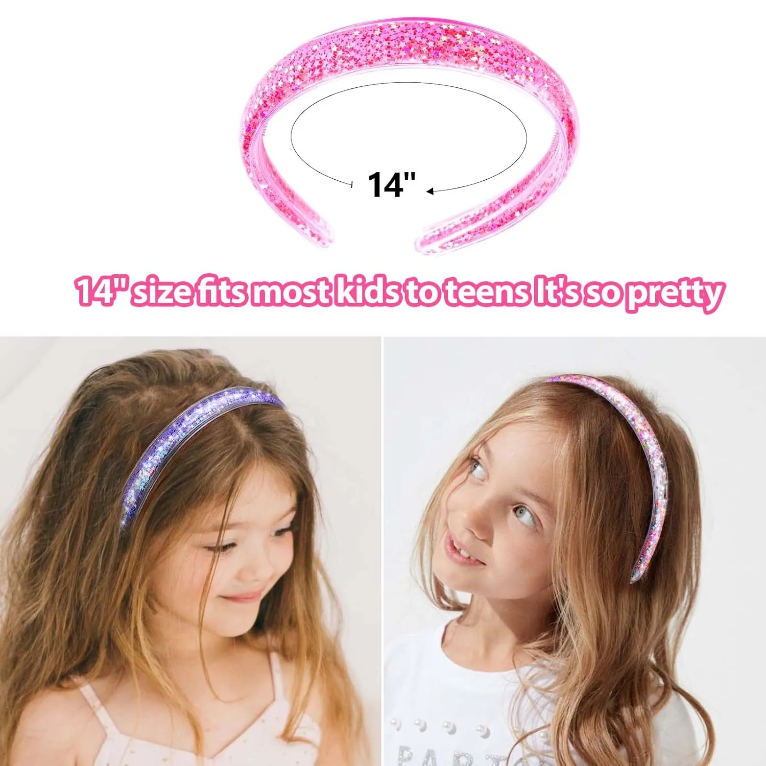 Girls,12 PCS Glitter Kids Headbands for Ages 4-12 Sparkly conductance require submission impermanence Head Bands for Girls Hair,Little Girl Hair Accessories(Stars&Butterfly) Glitter Headband for 