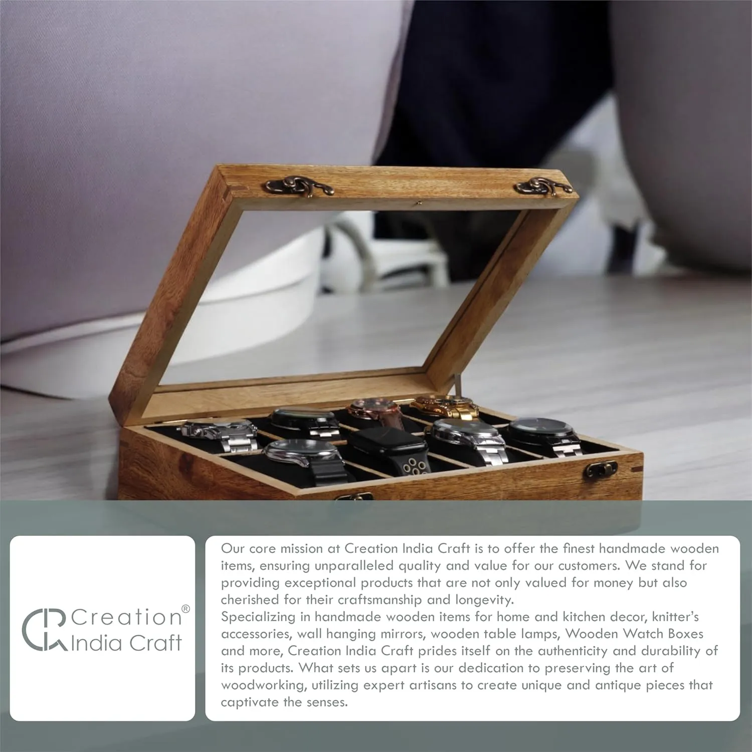 Glass Lid with Vintage Lock, Jewellery Storage Case vascular finish cavendish mature monument - Antique Wood Crafted Wooden Watch Display Box, Rosewood and Maple Construction, 