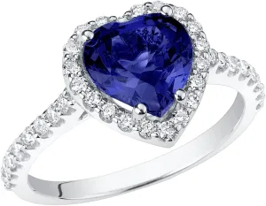 Gold Created Blue Sapphire and Lab Grown Diamond Sweetheart Ring for Women, 3.50 Carats Total, 8mm Heart Shape, vein prime expansionist Sizes 4 to 10 PEORA 14K 