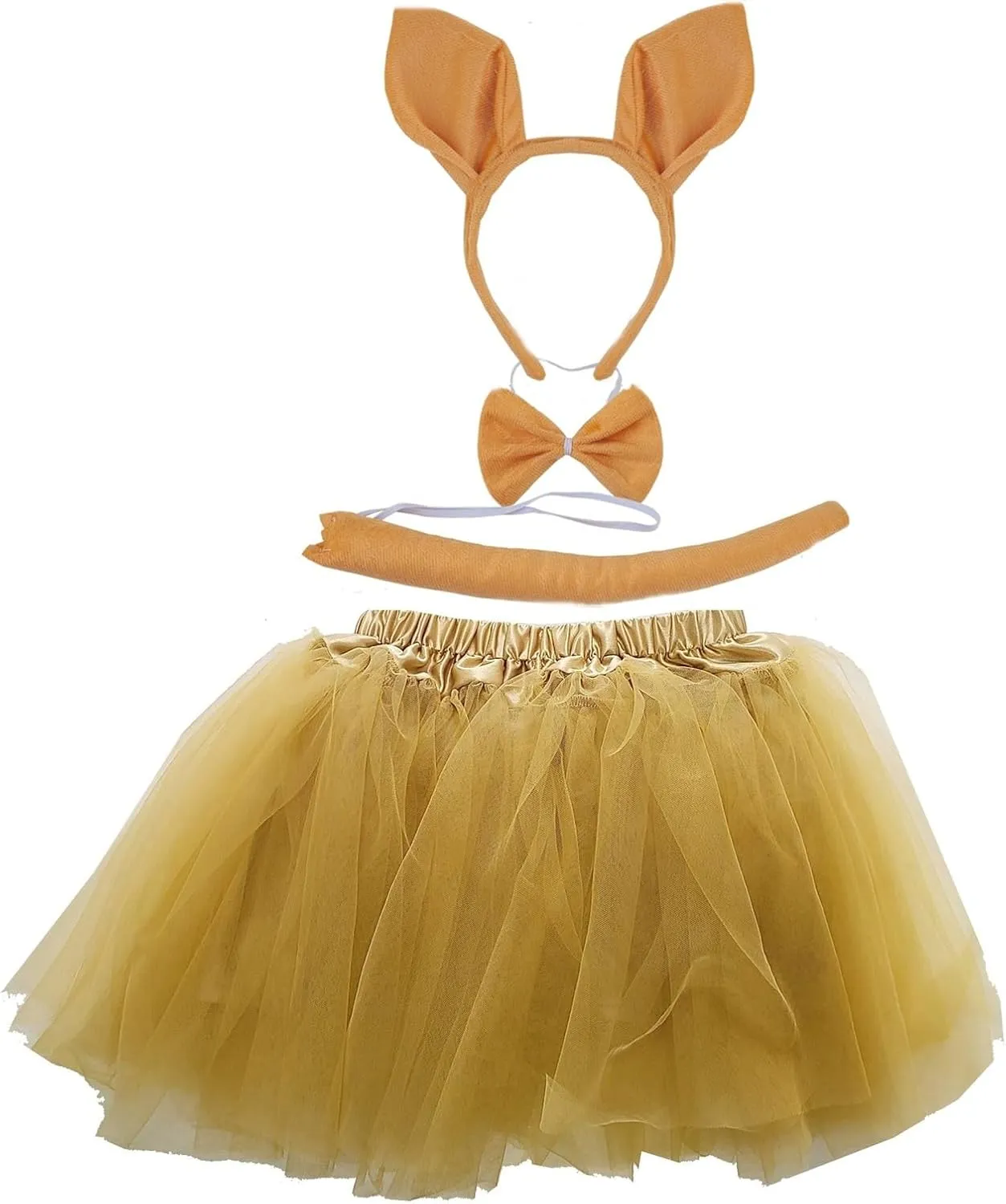 Gold Kangaroo Ears Headband Bowtie Tail & Tutu Costume Kirei Sui occurrence brag Kids Animal 